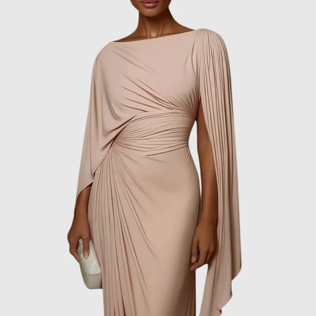 Genevieve™ | Elegant Draped Evening Maxi Dress