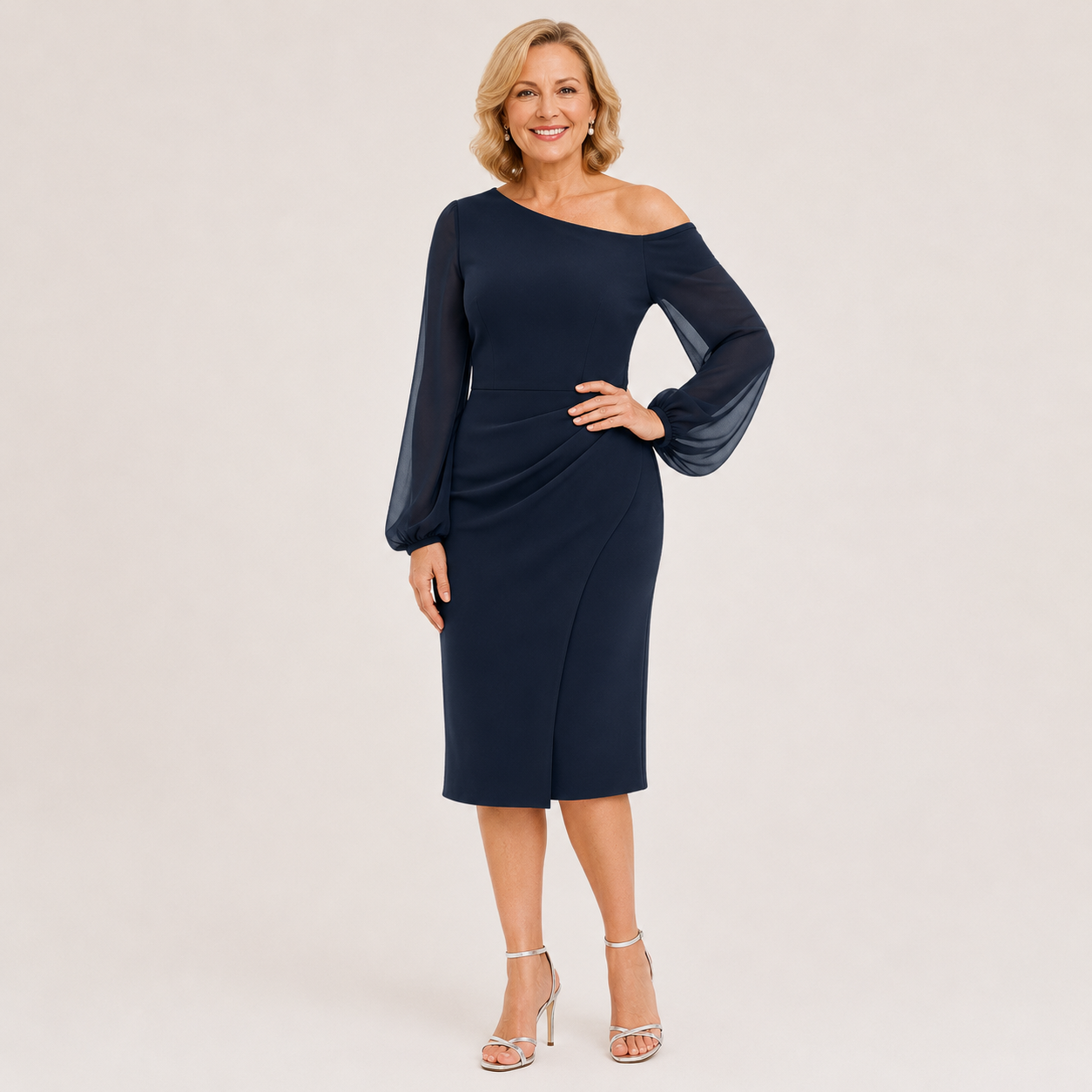 Donna™ | Asymmetric Elegance Midi Dress