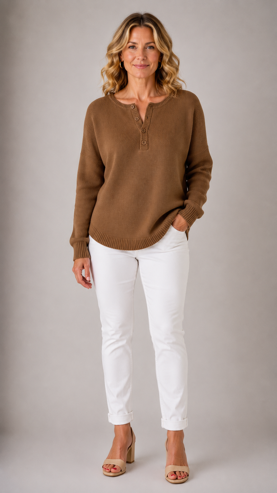 Monica™ | Women's Classic Button Knit Sweater