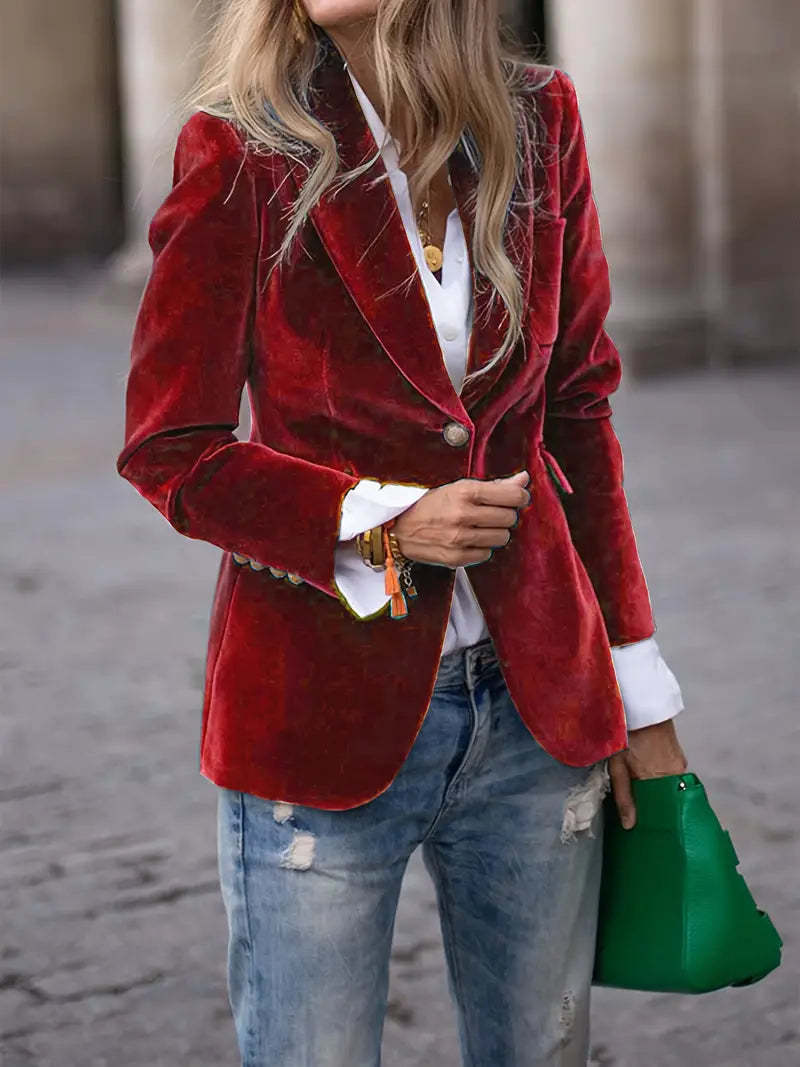 Geneva™ | Elegant Fitted Velvet Tailored Blazer