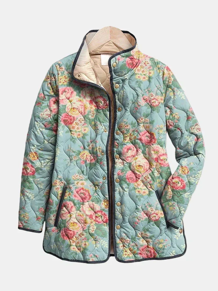 Edith™ | Vintage Rose Quilted Longline Jacket