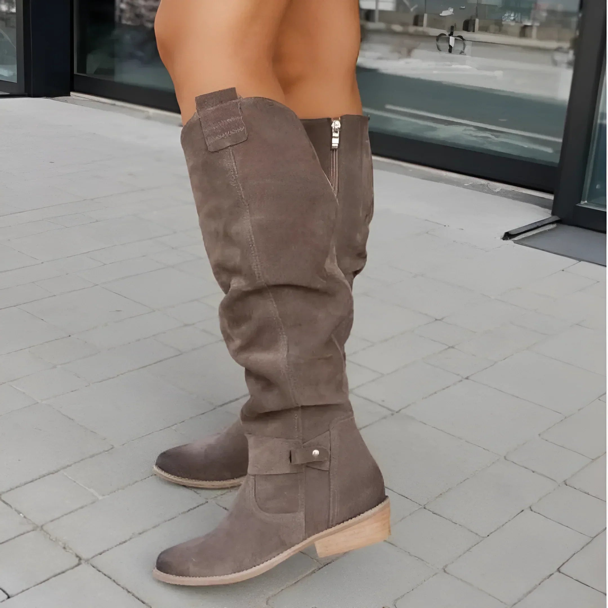 Daiselle™ | Bow Detail Suede Knee-High Boots