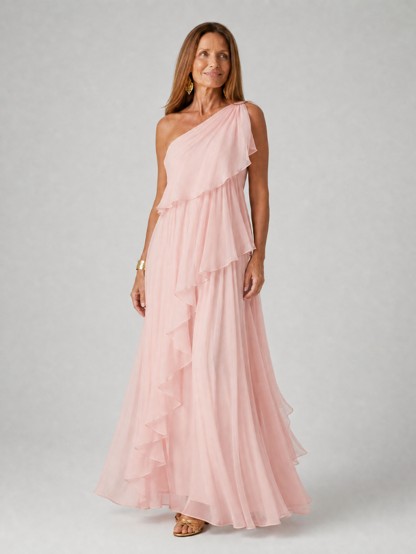 Elisa™ | One-Shoulder Chiffon Maxi Dress