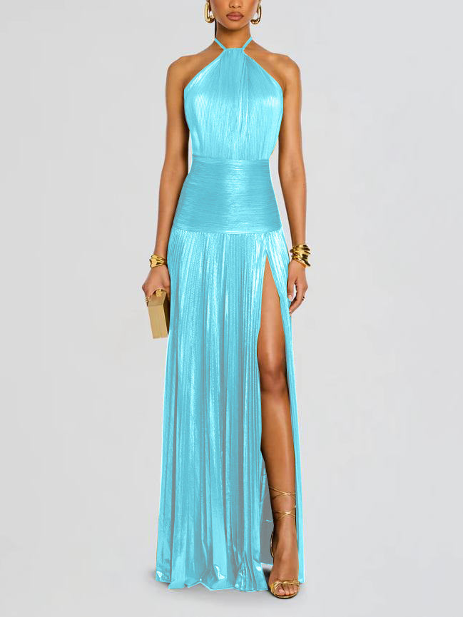 Zarelle™ | Statement Metallic Pleated Gown