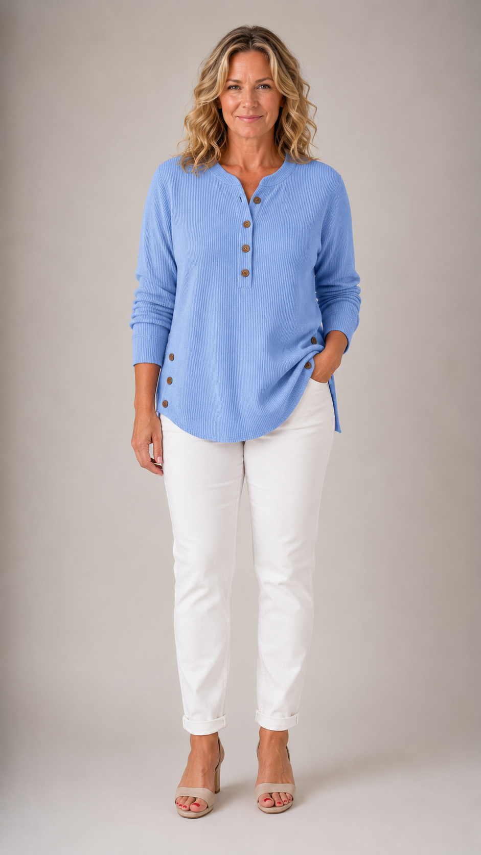 Renata™ | Women's Ribbed Button Detail Tunic