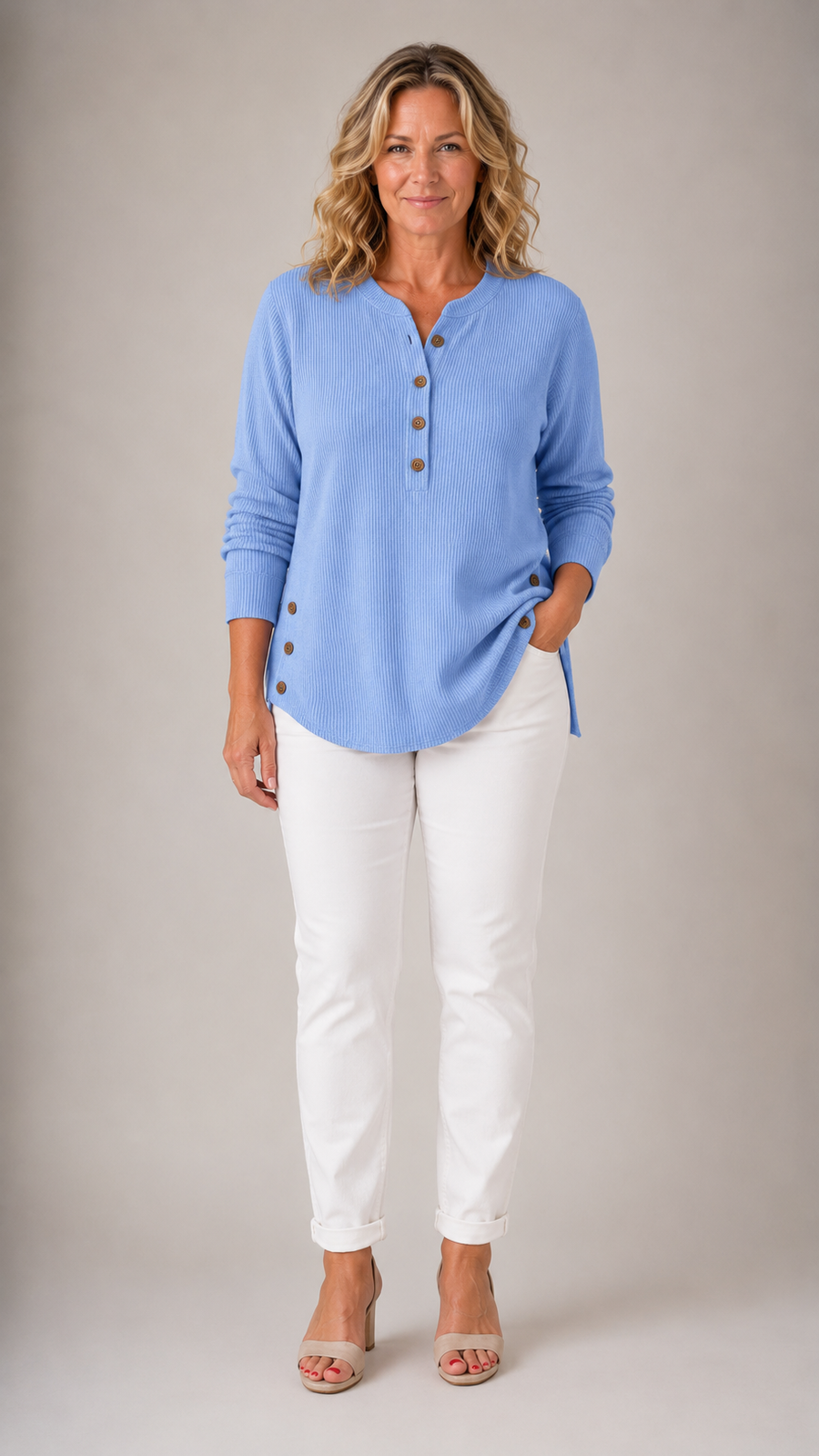 Renata™ | Women's Ribbed Button Detail Tunic