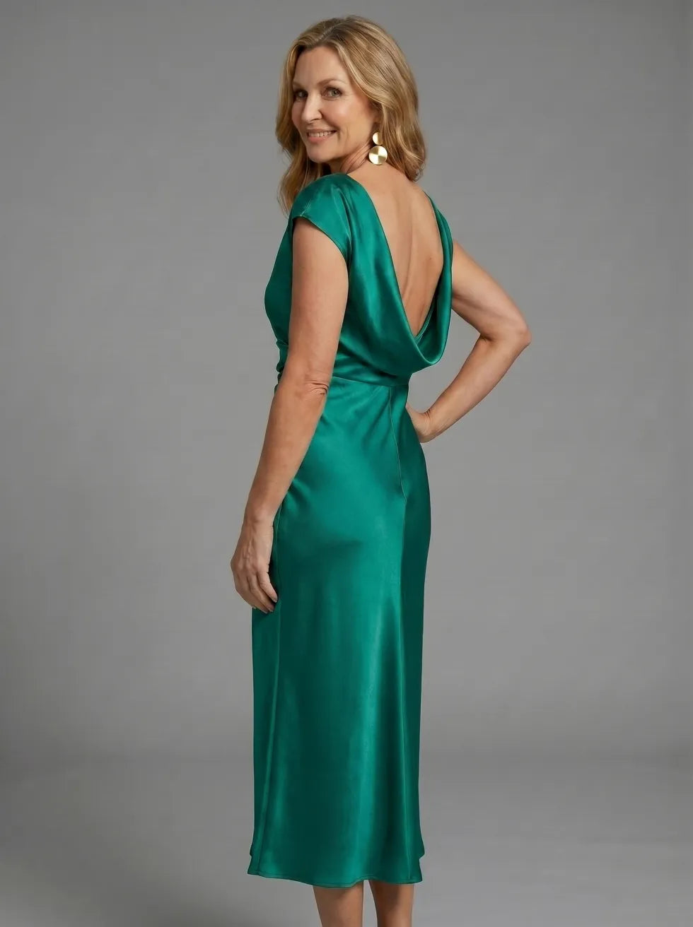 Victoria™ | Elegant Satin Midi Dress