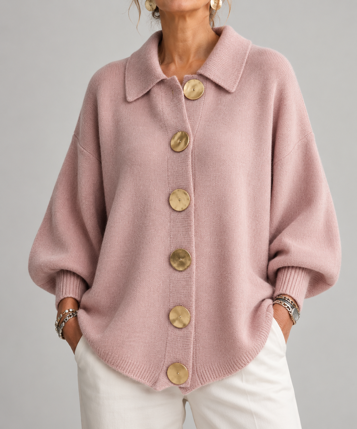 Ardelle™ | Oversized Collared Button Cardigan