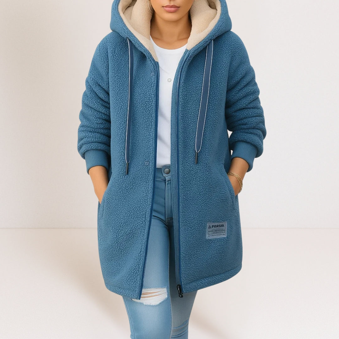 Phoebe™ | Plush Hooded Fleece Longline Jacket