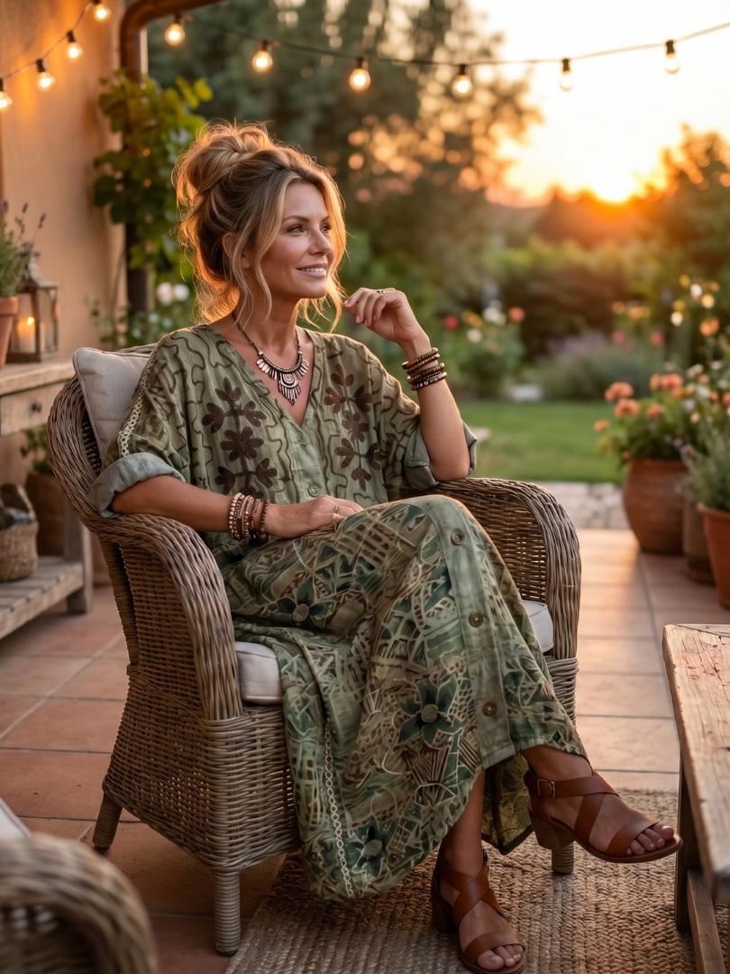 Willow™ | Bohemian Button-Front Pocket Maxi Dress