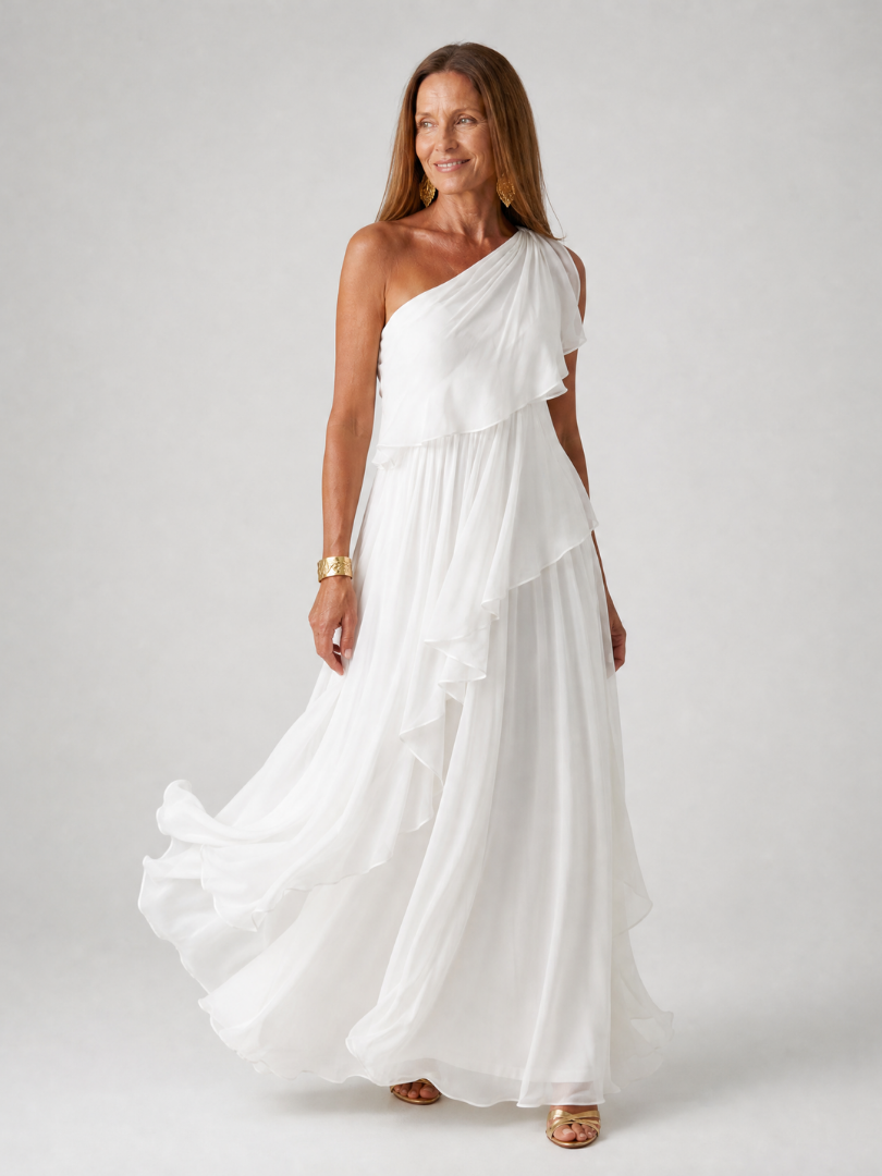 Evelina™ | One-Shoulder Chiffon Maxi Dress