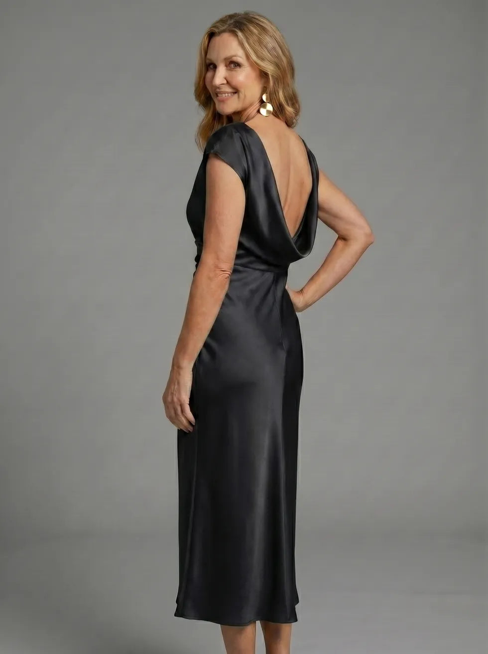 Victoria™ | Elegant Satin Midi Dress