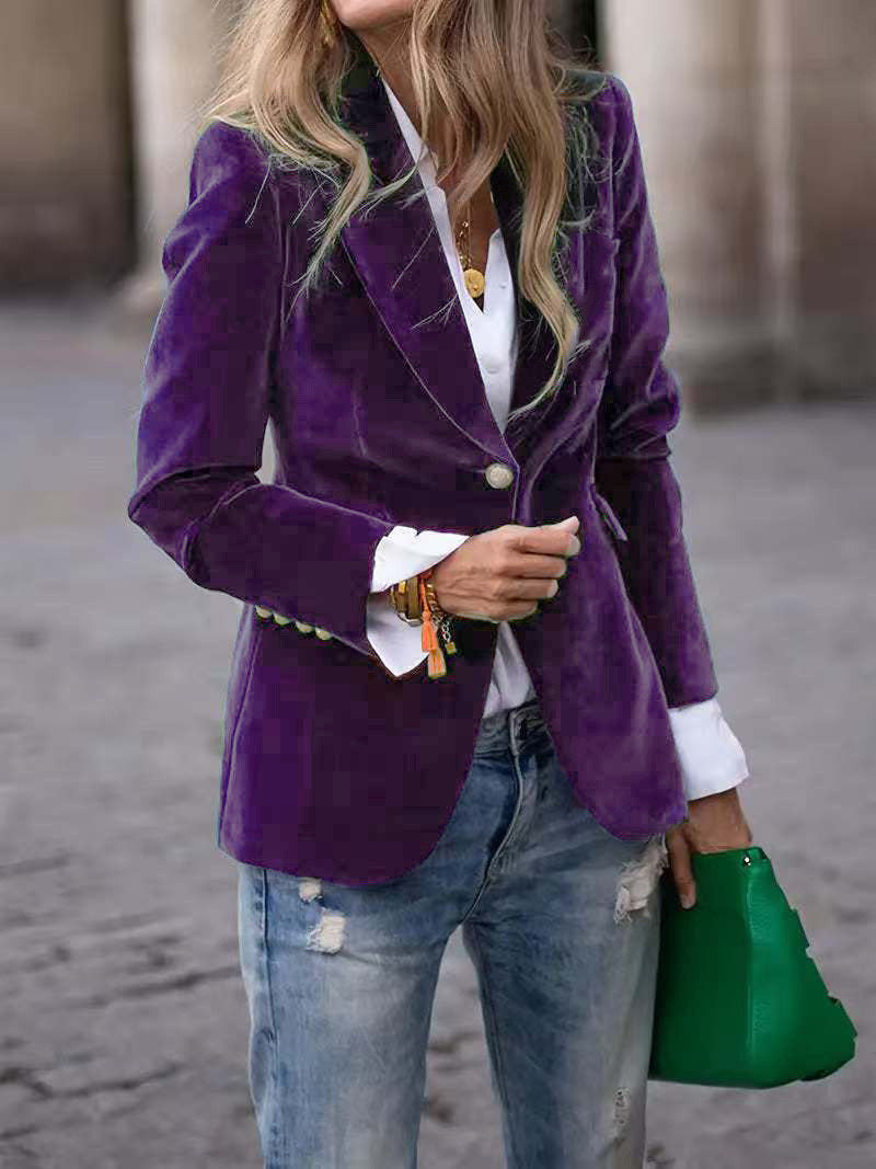 Geneva™ | Elegant Fitted Velvet Tailored Blazer