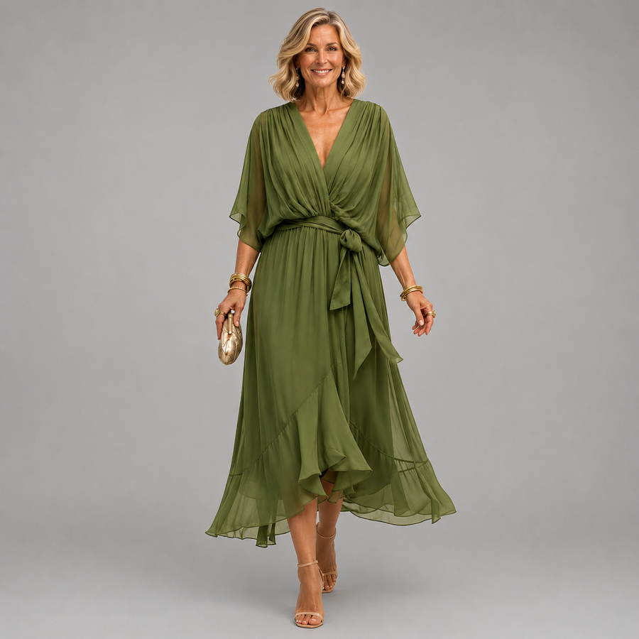 Eliana™ | Flowing Wrap Midi Dress