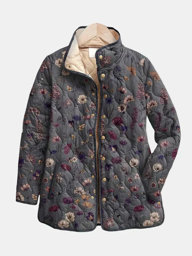 Tabitha™ | Midnight Botanical Floral Quilted Longline Jacket
