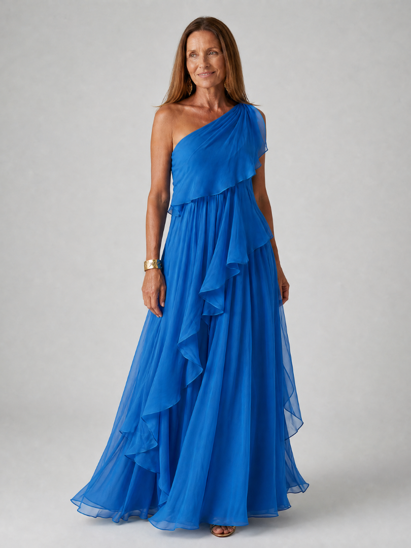 Emilia™ | One-Shoulder Chiffon Maxi Dress