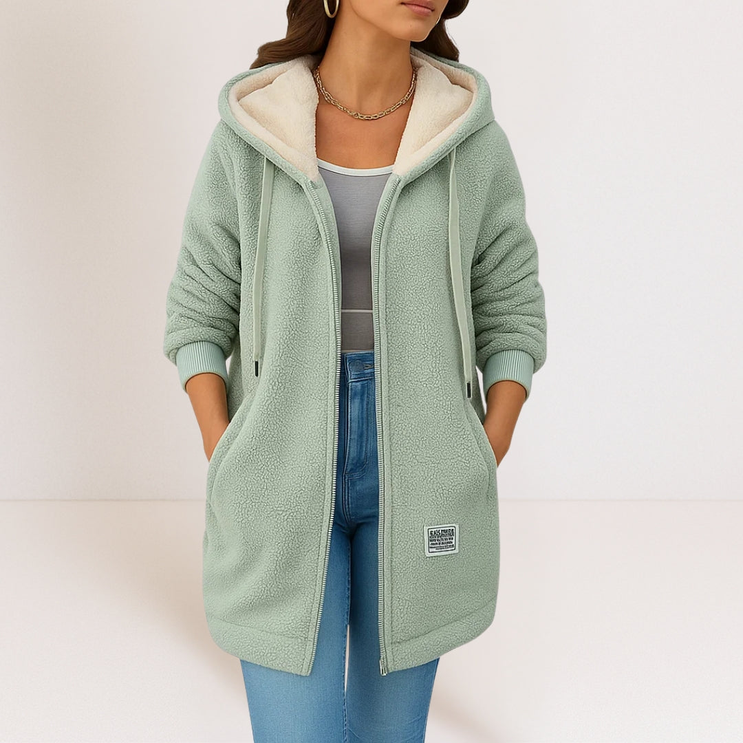 Phoebe™ | Plush Hooded Fleece Longline Jacket
