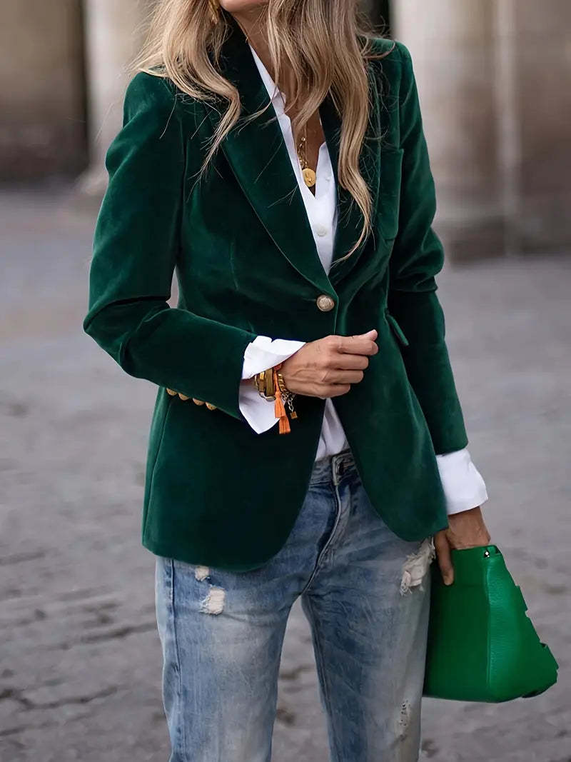 Geneva™ | Elegant Fitted Velvet Tailored Blazer