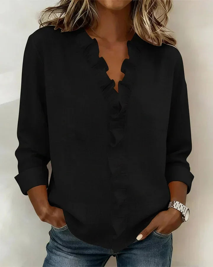 Lenora™ | Soft Ruffle Neckline Blouse