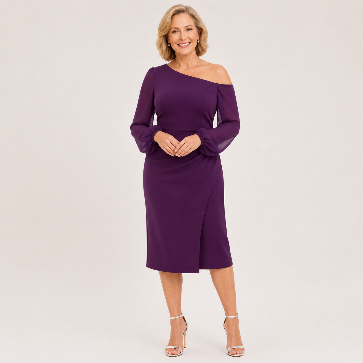 Donna™ | Asymmetric Elegance Midi Dress
