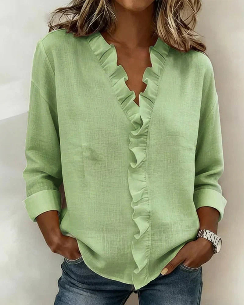 Lenora™ | Soft Ruffle Neckline Blouse