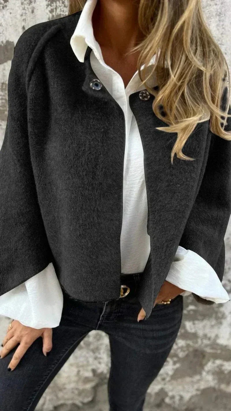 Noella™ | Elegant Cropped Soft Wool-Blend Coat