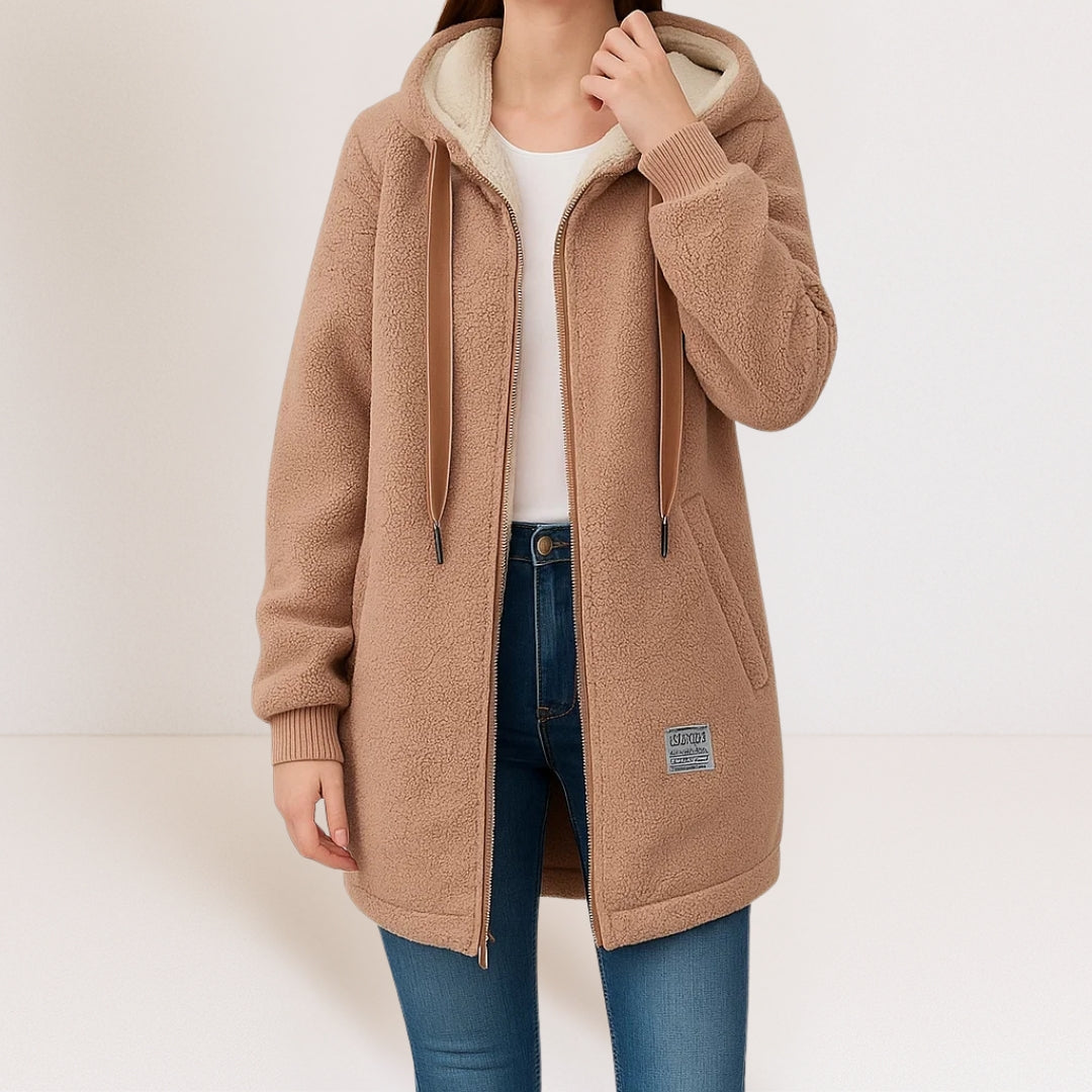 Phoebe™ | Plush Hooded Fleece Longline Jacket