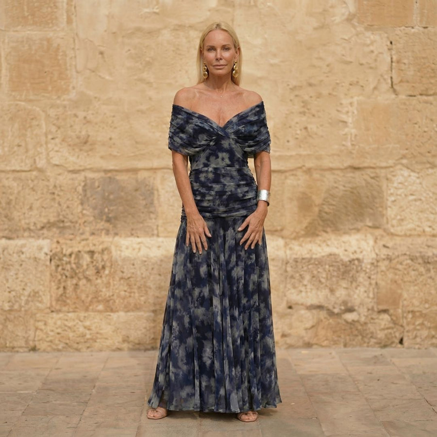 Noctavia™ | Off-Shoulder Watercolor Evening Maxi Dress