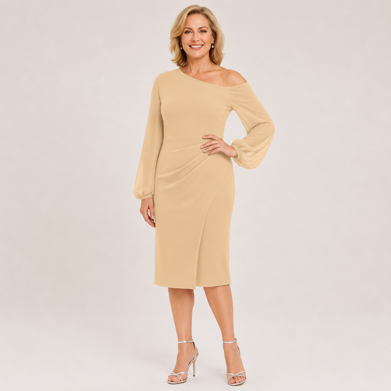 Donna™ | Asymmetric Elegance Midi Dress
