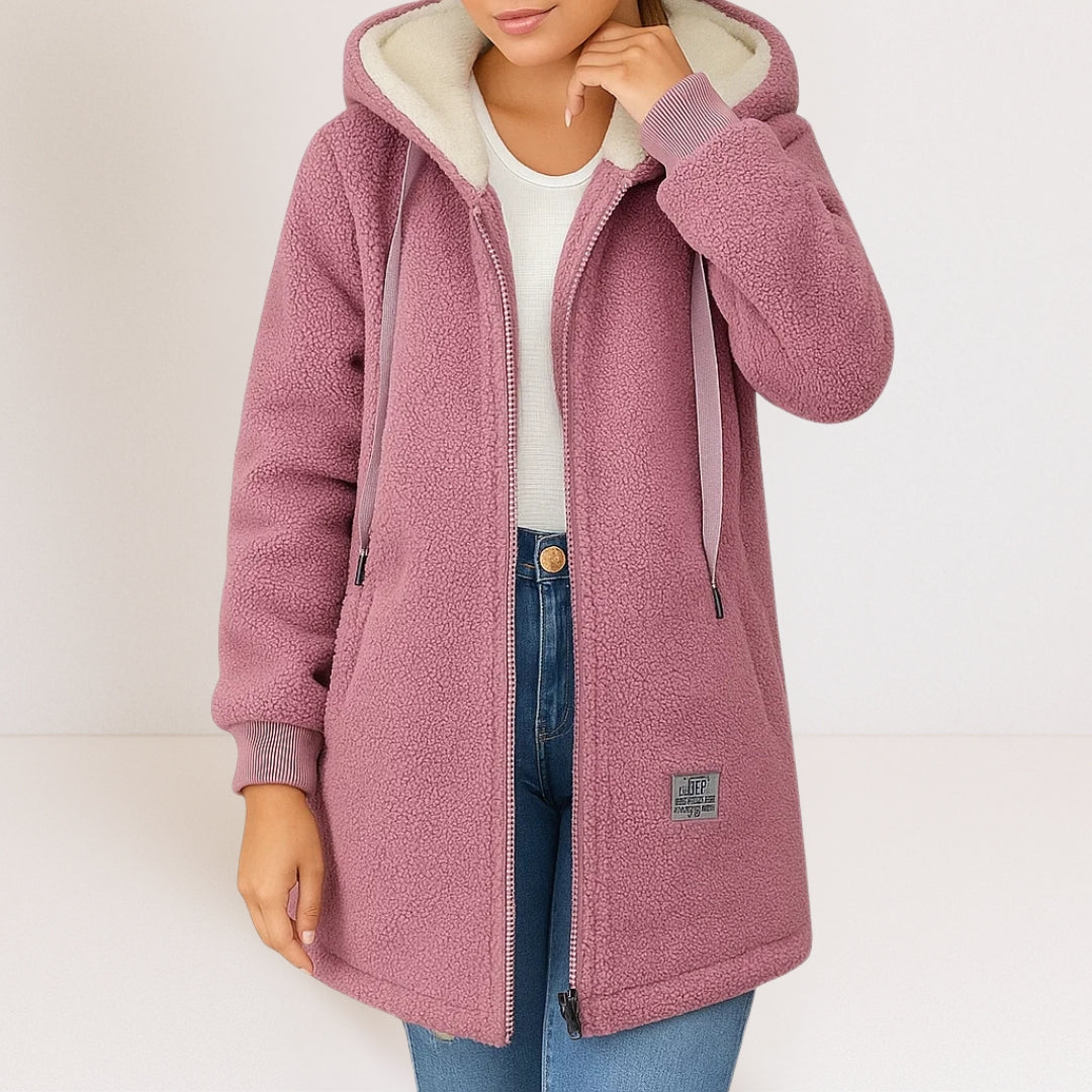Phoebe™ | Plush Hooded Fleece Longline Jacket