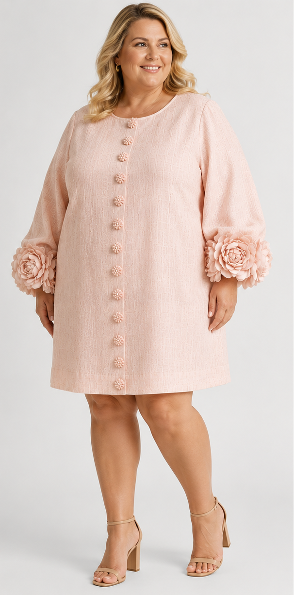 Floryn™ | Floral Cuff Button-Front Mini Dress