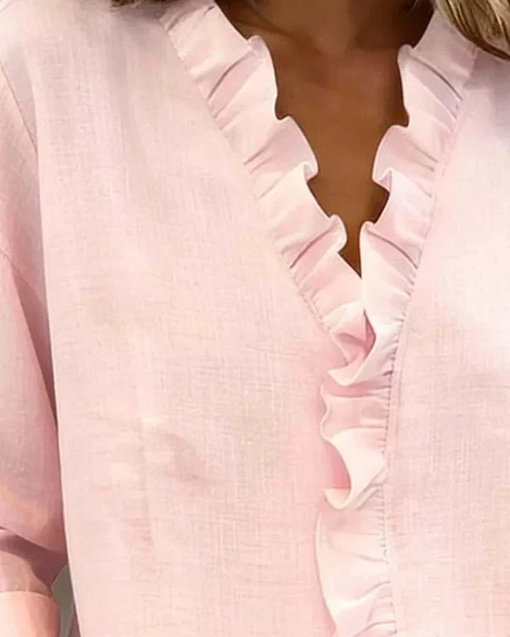Lenora™ | Soft Ruffle Neckline Blouse