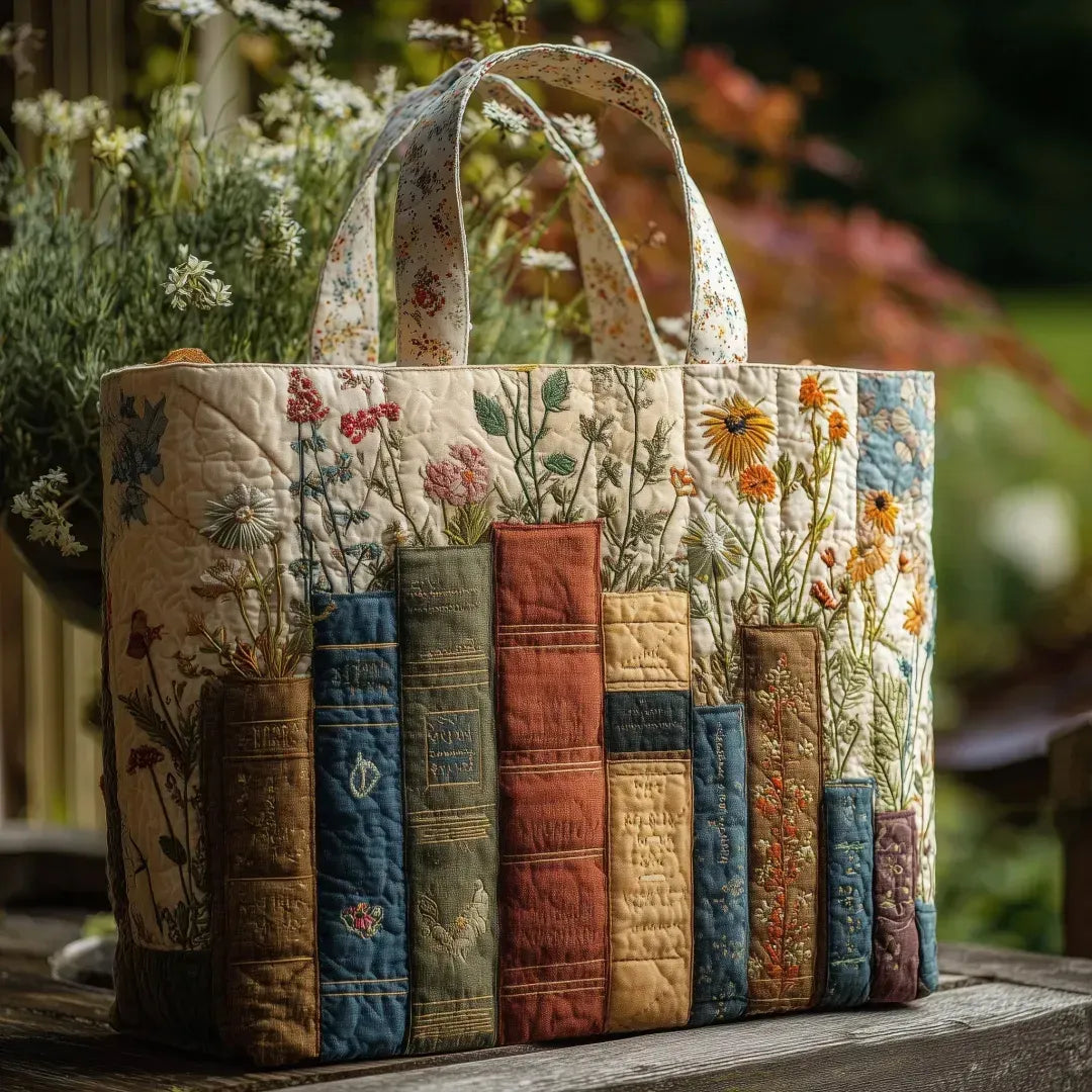 Sack Artisanal Matelassé - Books and Flowers
