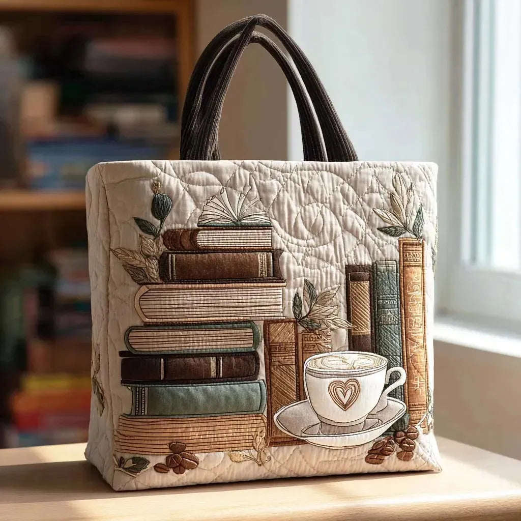 Bonnie™ | Books & Coffee Cozy Quilted Tote Bag