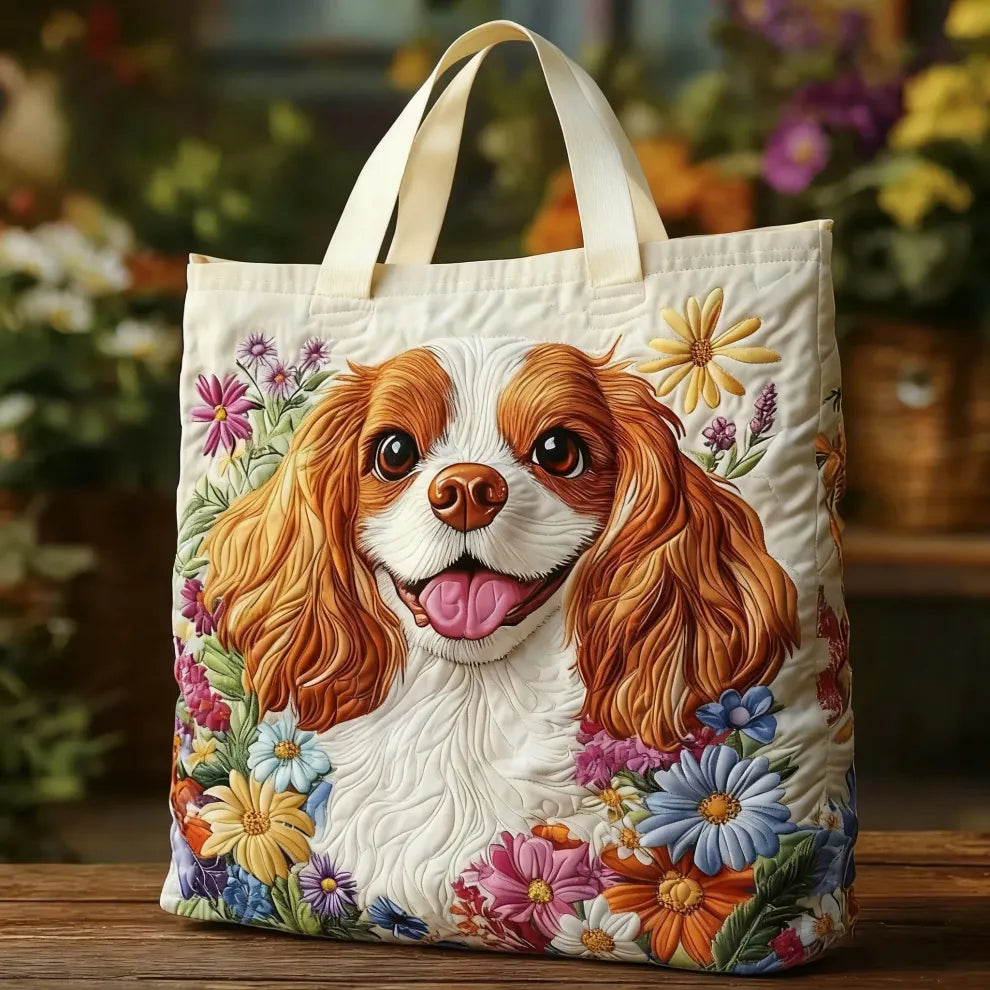 Daisy™ | Sweet Spaniel & Wildflower Quilted Tote Bag