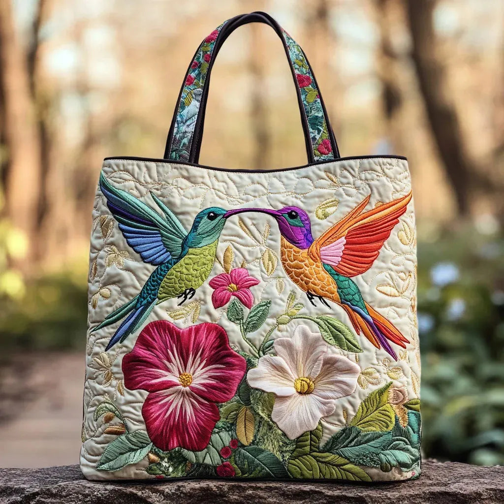Calibra™ | Hummingbird Garden Floral Quilted Tote Bag