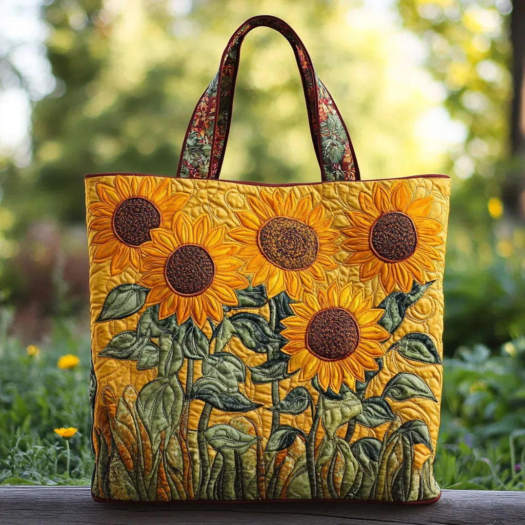 Sunnies™ | Golden Sunflower Quilted Tote Bag