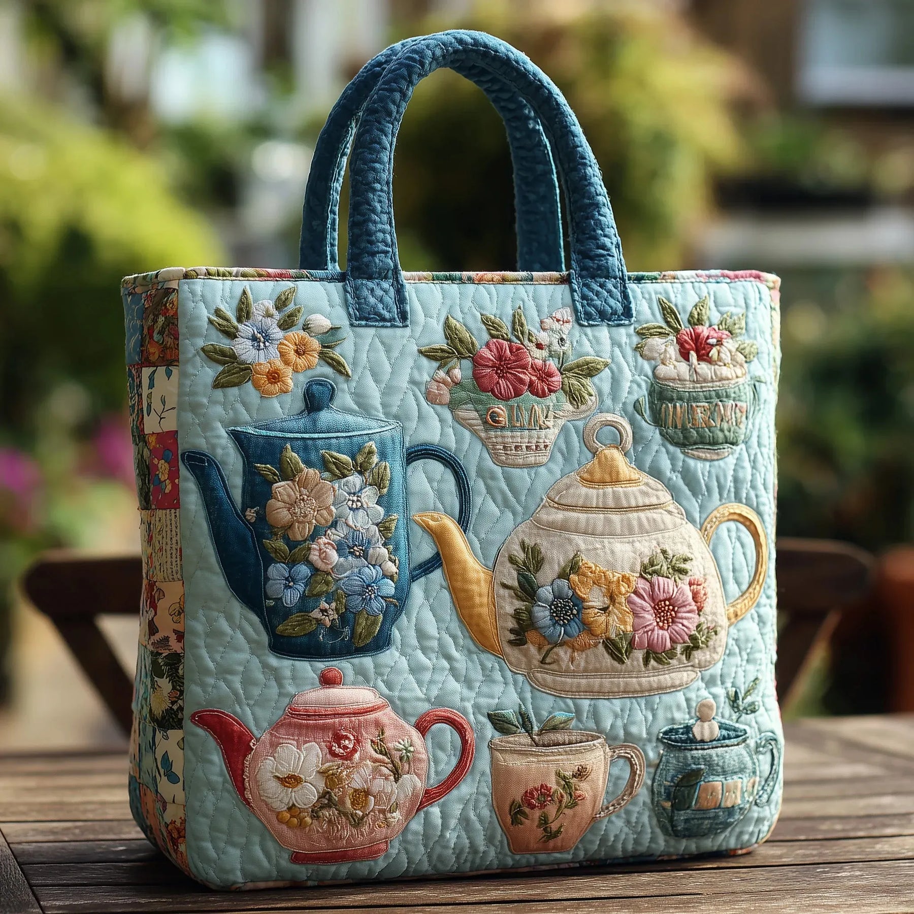 Teapot™ | Vintage Tea Garden Quilted Tote Bag