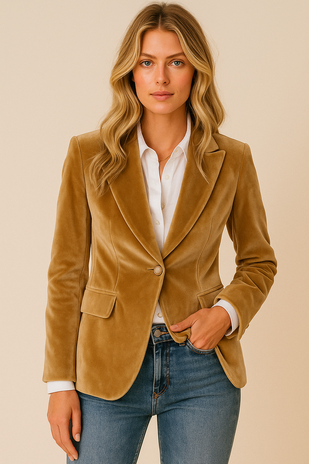 Geneva™ | Elegant Fitted Velvet Tailored Blazer