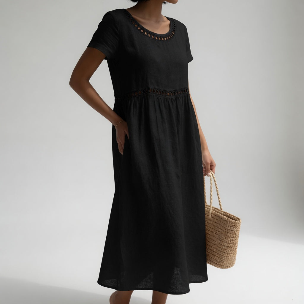 Rosemary™ | Classic Linen Pocket Midi Dress