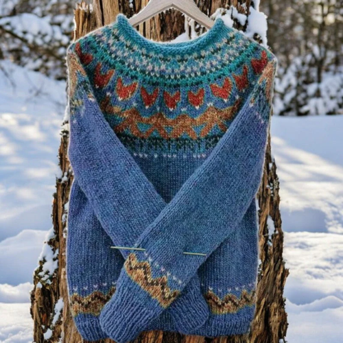 Althea™ | Blue Nordic Fair Isle Winter Sweater