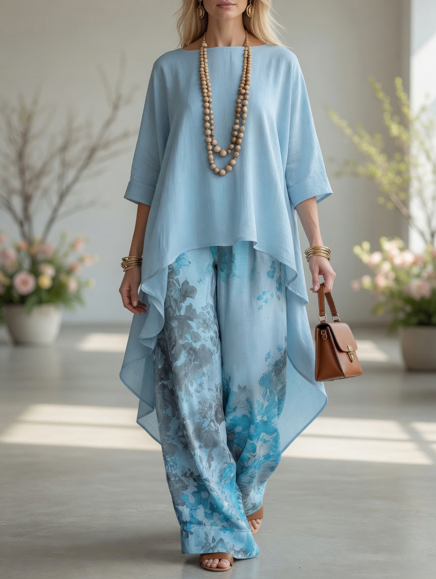 Carmen™ | Flowing High-Low Tunic & Floral Pants Set