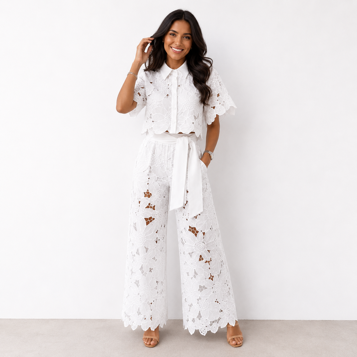 Lucienne™ | Bohemian Wide-Leg Linen Set