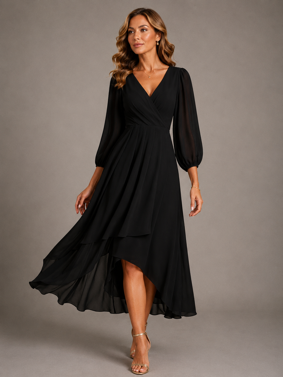 Florence™ | Elegant V-Neck Long Dress