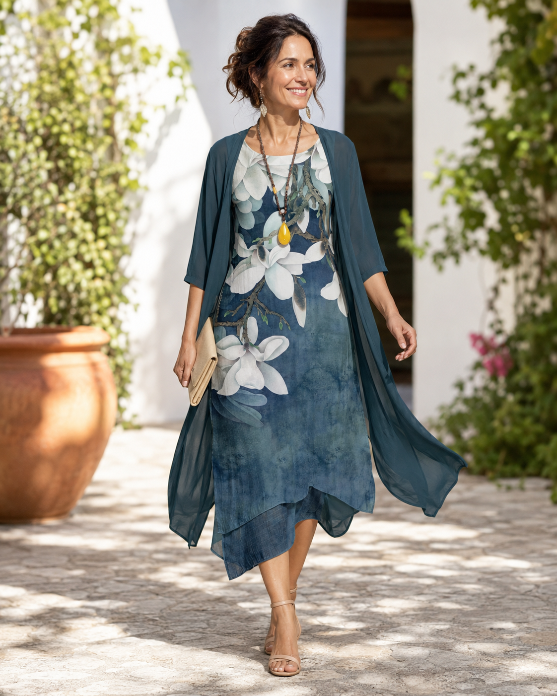 Marielle™ | Floral Layered Chiffon Midi Dress Set