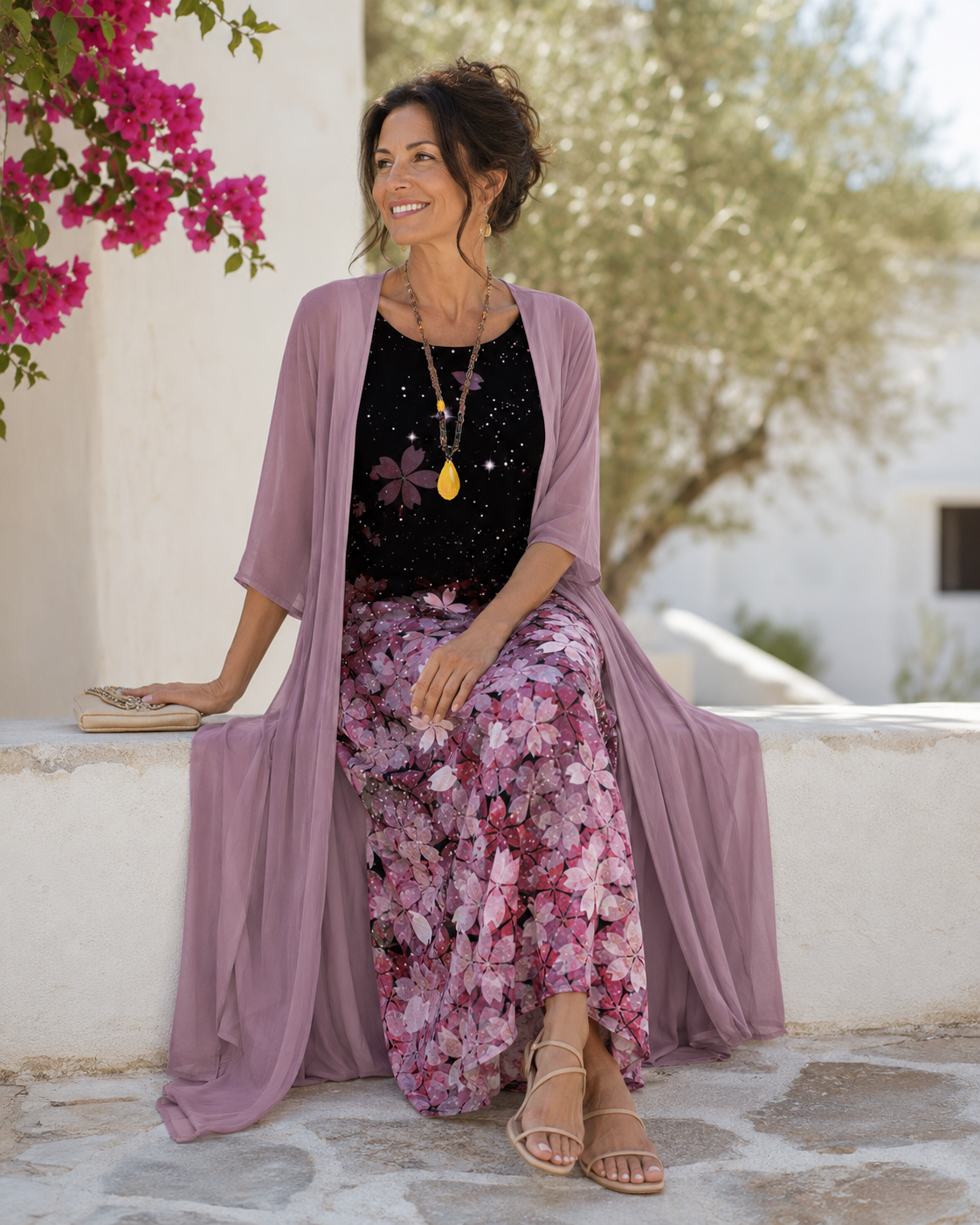 Minerva™ | Ombre Floral Chiffon Dress Set