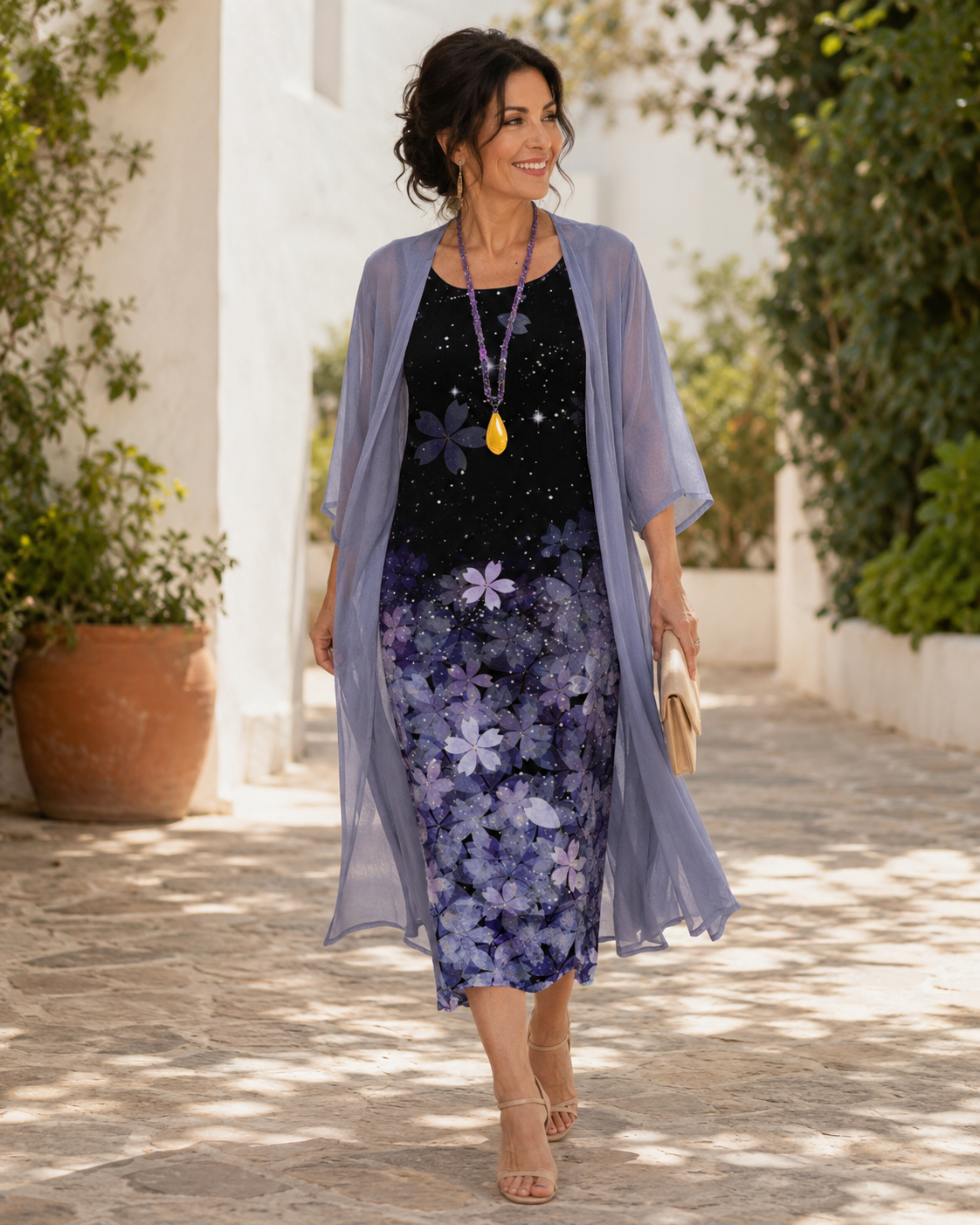 Minerva™ | Ombre Floral Chiffon Dress Set