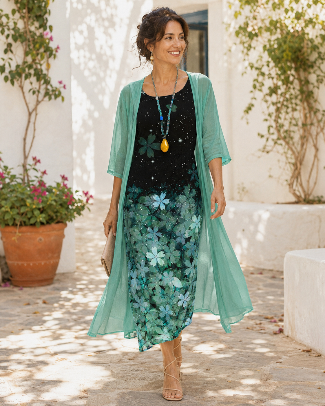 Minerva™ | Ombre Floral Chiffon Dress Set
