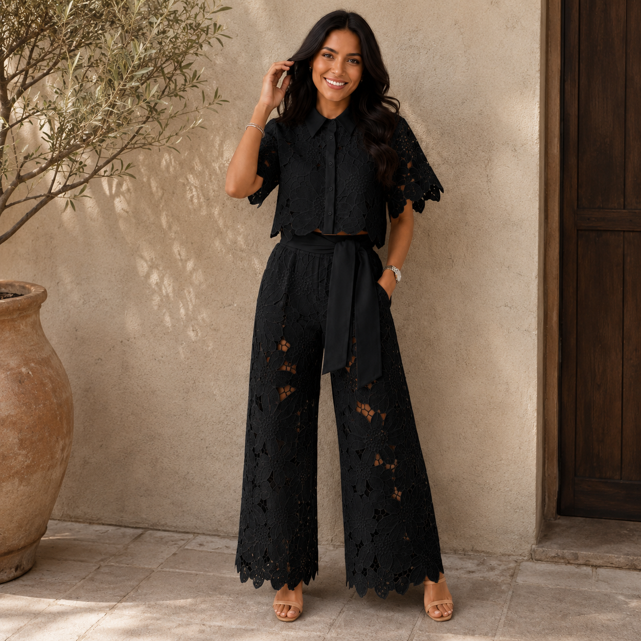 Lucienne™ | Bohemian Wide-Leg Linen Set