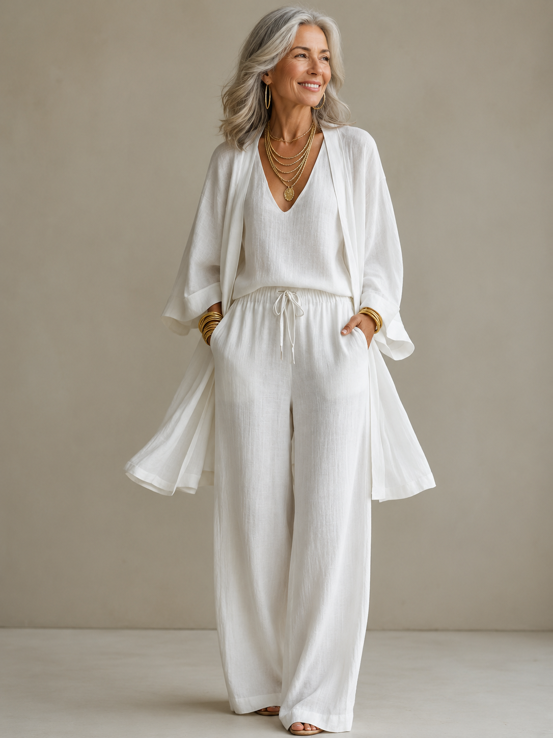 Elena | Three-Piece Linen Look Set